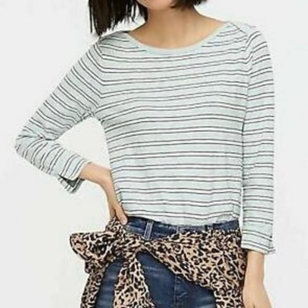 J.Crew Striped Boat Neck Painter Tee 3/4 Sleeve